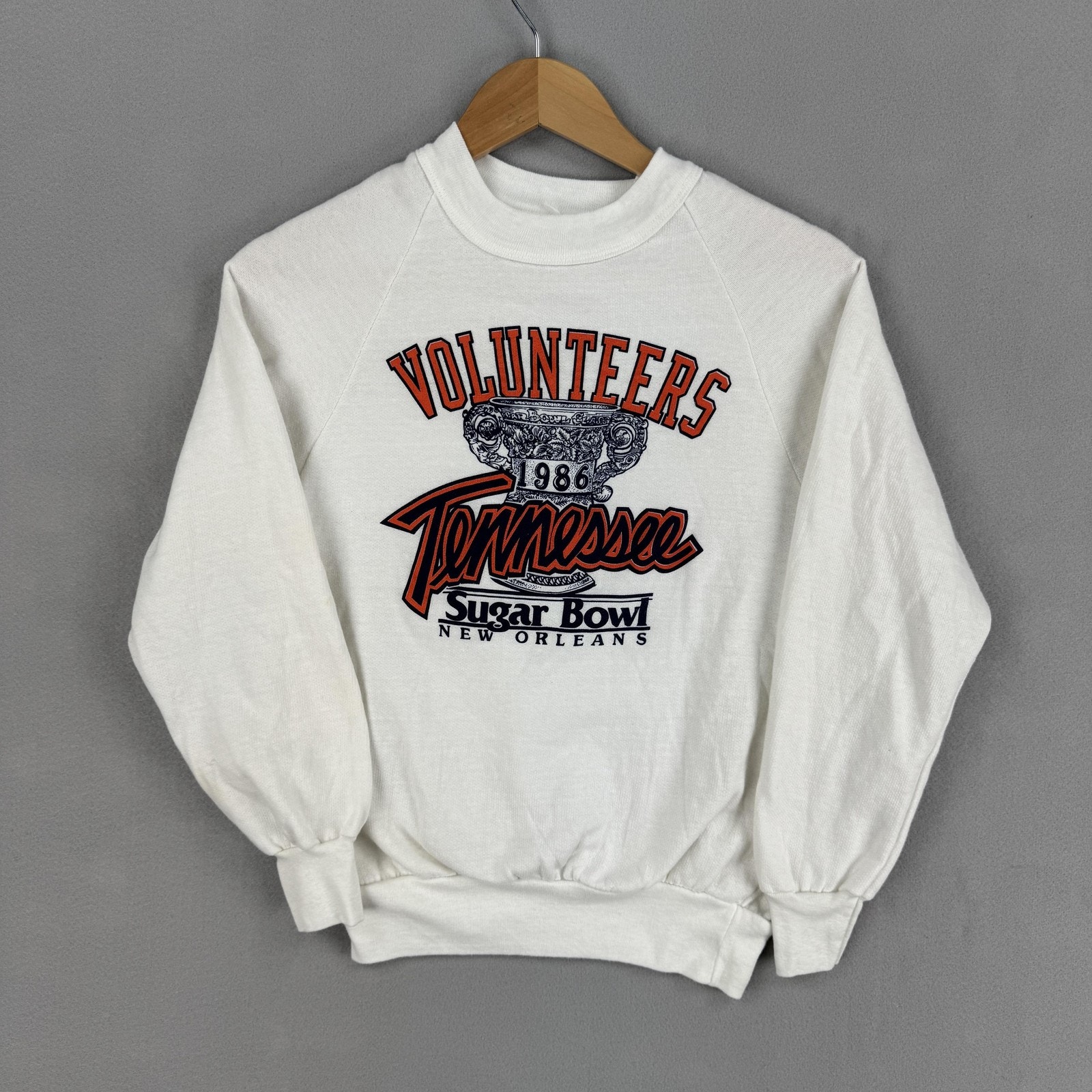 Vintage Tennessee Volunteers Sweatshirt Mens Xs White Ncaa Sugar Bowl 1986